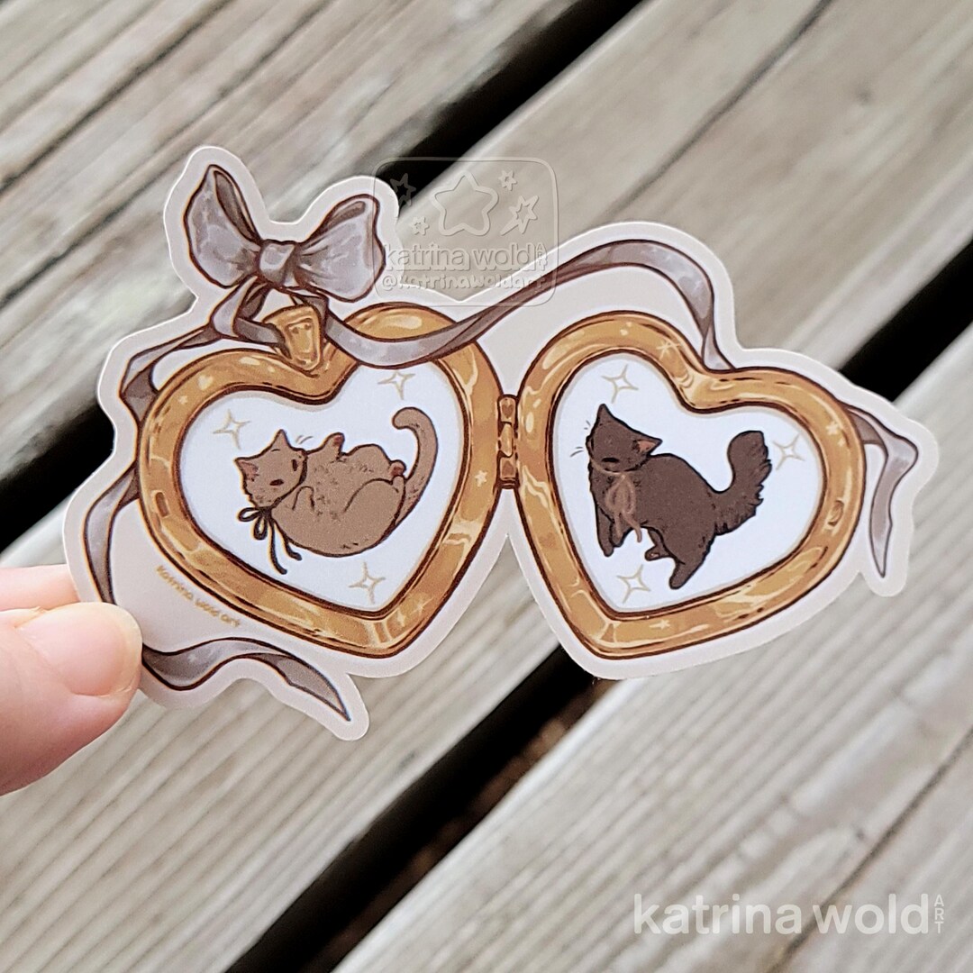 Cat Locket Vinyl Sticker | Waterproof, Uv-resistant | Gifts for Cat ...