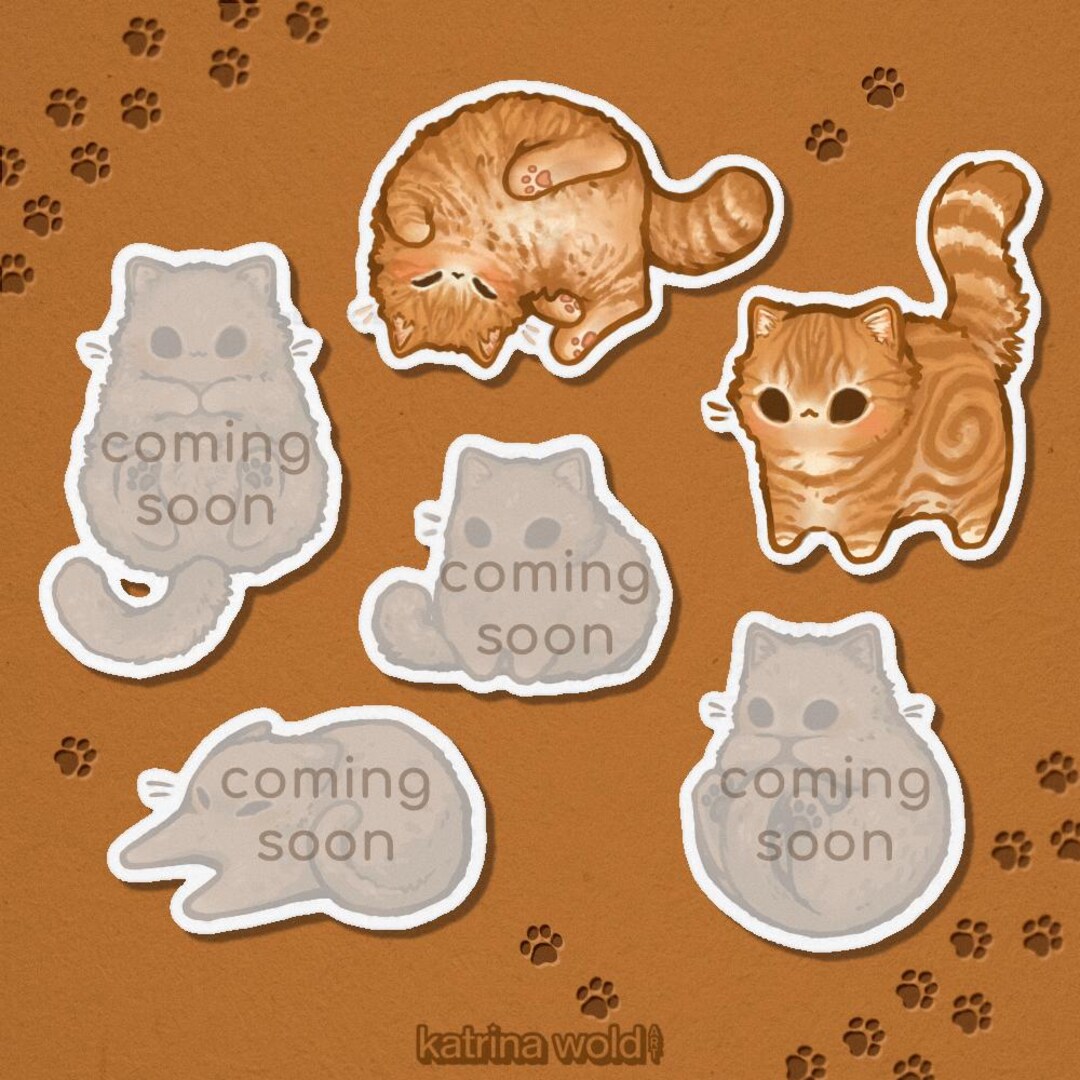 Tiny Cat Vinyl Sticker – Tabby Orange | Waterproof, Uv-resistant ...