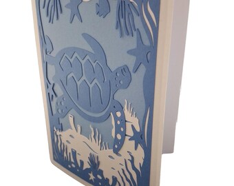 Sea Turtle Papercut Greeting Card