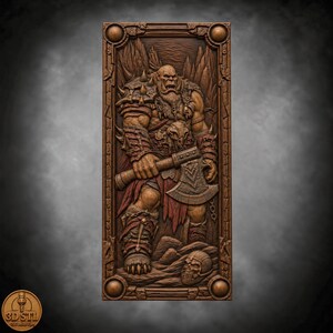 Orc Warrior Bas Relief | 3D Printing Wood Carving STL CNC Router File