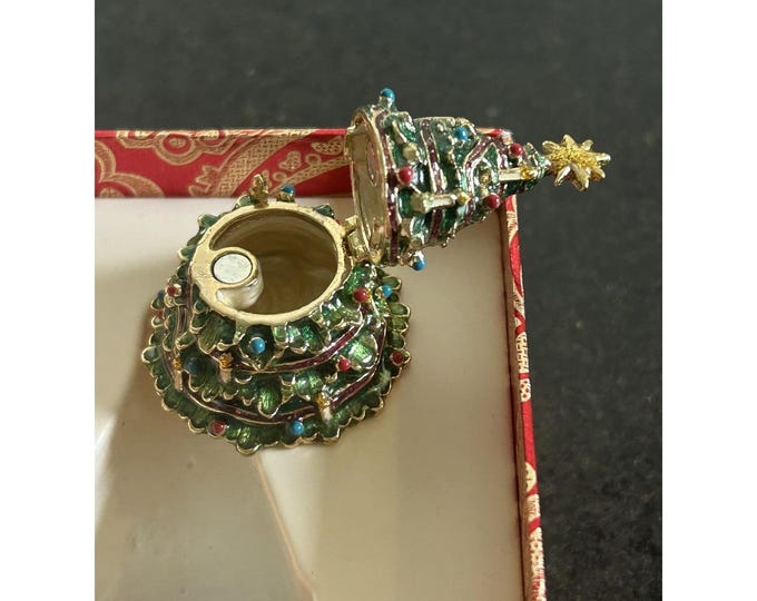 Monet Christmas Tree Trinket Box