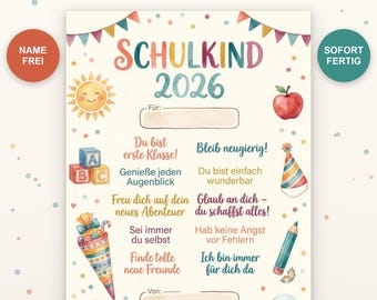 Personalized back-to-school gift | Printable back-to-school gift | Back-to-school poster for schoolchildren with name field | Boys and girls