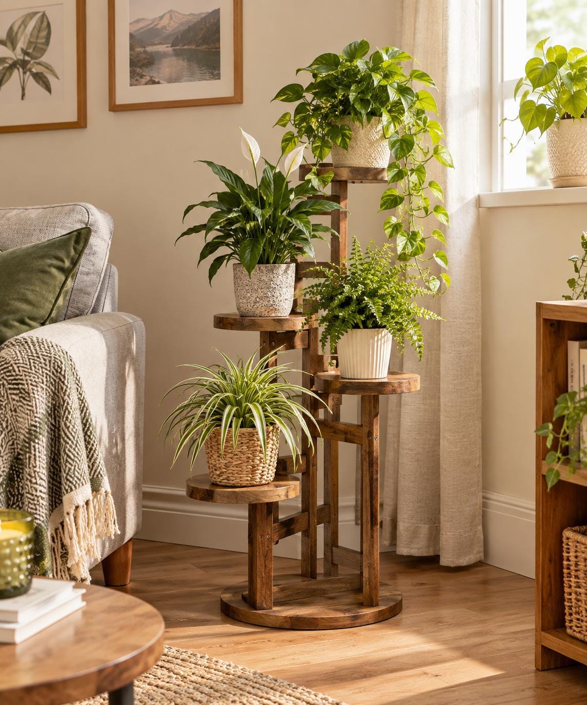 木製中卓　飾台 Mcm Wood Plant Stand - Etsy Canada
