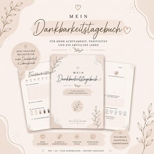 Gratitude Journal PDF | Mindfulness Journal (German) | Self-Love & Reflection | 40 Pages Printable | Digital Journal (DIN A4)
