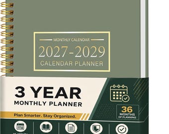 2027-2029 Monthly Planner, 3 Year Hardcover Spiral Bound Organizer (9" x 11")