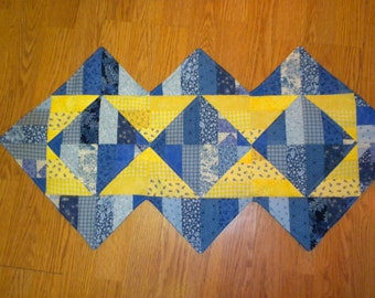 Unique Yellow and Blue Table Runner- diamond