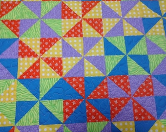 Baby quilt/ pinwheels and fish