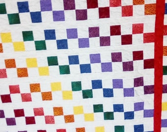 Baby quilt Checkered Rainbow