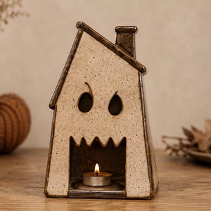 Haunted House Lantern Pottery Template PDF | Spooky Ceramic House Pattern | Halloween Slab Building Template | A4 & Letter Printable PDF