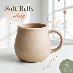 Soft Belly Mug Ceramic Template, Pottery Handbuilding Slab Pattern (Digital Download)