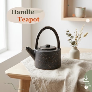 Handle Teapot Template: Modern Geometric Slab-Building PDF Pattern (A4 & Letter)