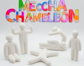Muñecos de Meccha Chameleon | Figuras Impresas en 3D de Meccha Chameleon | Pack de Figuras de Acción Blancas, Fan Art de Videojuegos