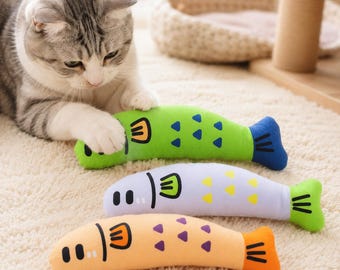 Catnip Fish Kicker Toy, Sound-Making Plush Gift for Indoor Cats
