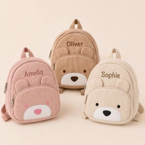Personalized Toddler Backpack, Custom Name Teddy Bear Preschool Bag, Kindergarten Gift for Kids