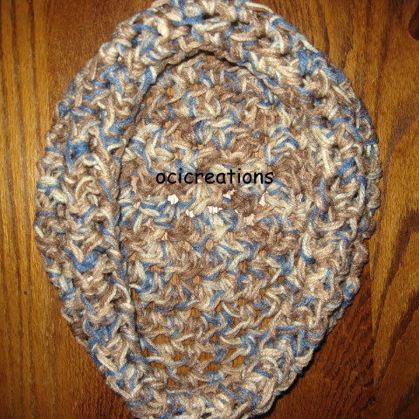 Baby Bowl Crochet Photo Prop Brown Tan Cream Blue READY To SHIP Style 1