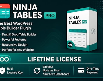 Levenslange licentie Ninja Tables Pro: echte licentiesleutel en levenslange updates