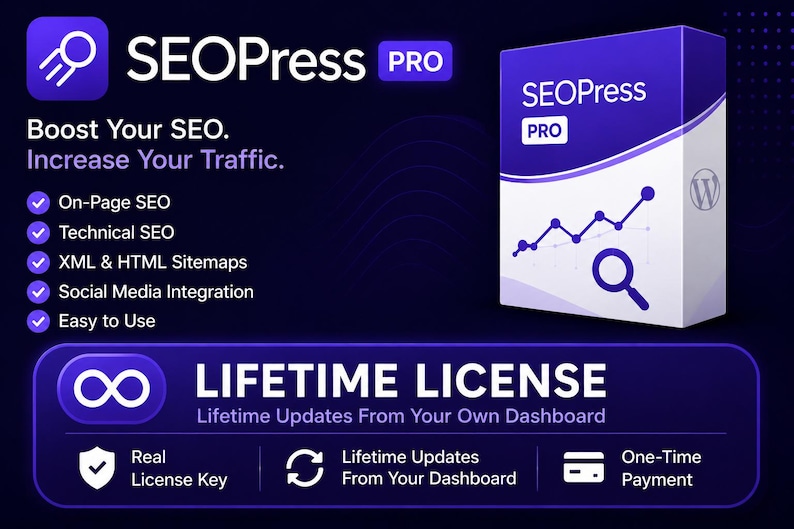 SEOPress Pro Livstidslicens – WordPress SEO-plugin, Real Key bild 1