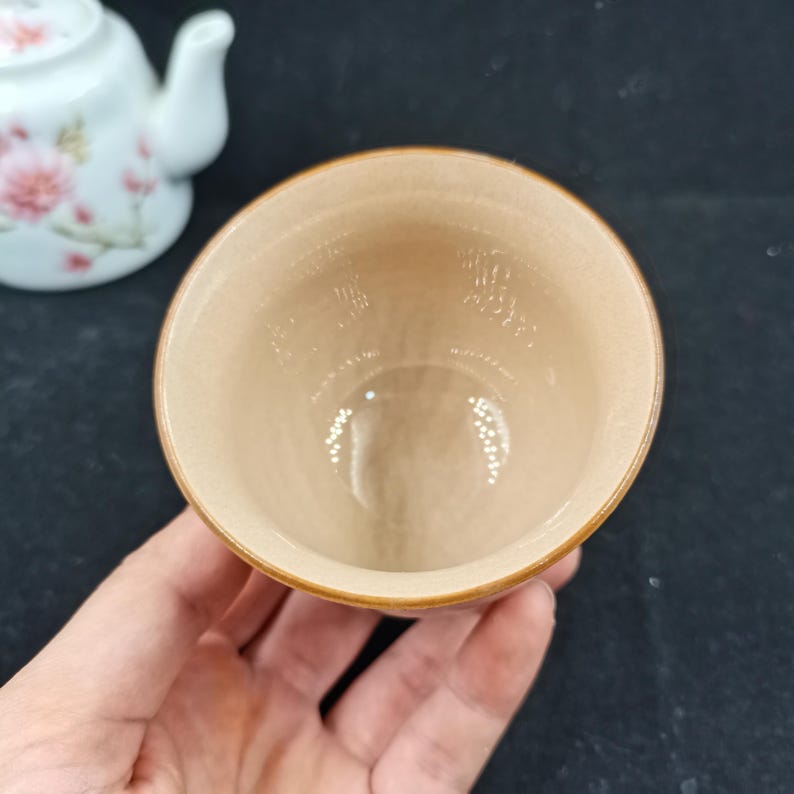 Hand Painted Zodiac Rat Teacup Speckled Matte Ceramic Tea Cup Mouse Lychee Art Gift image 3