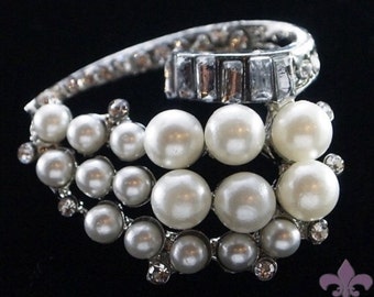 Pearl Brooch Pin - Rhinestone Pearl Brooch - Pearl and Crystal Brooch - Forever Pearl Brooch