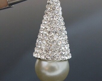 Colgante de diamantes de imitación - Colgante de diamantes de imitación con perla - Accesorios de diamantes de imitación - Colgante bañado en plata
