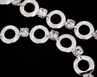Adorno de diamantes de imitación - Cadena de diamantes de imitación - Adorno de diamantes de imitación - Círculo plateado - Por pie