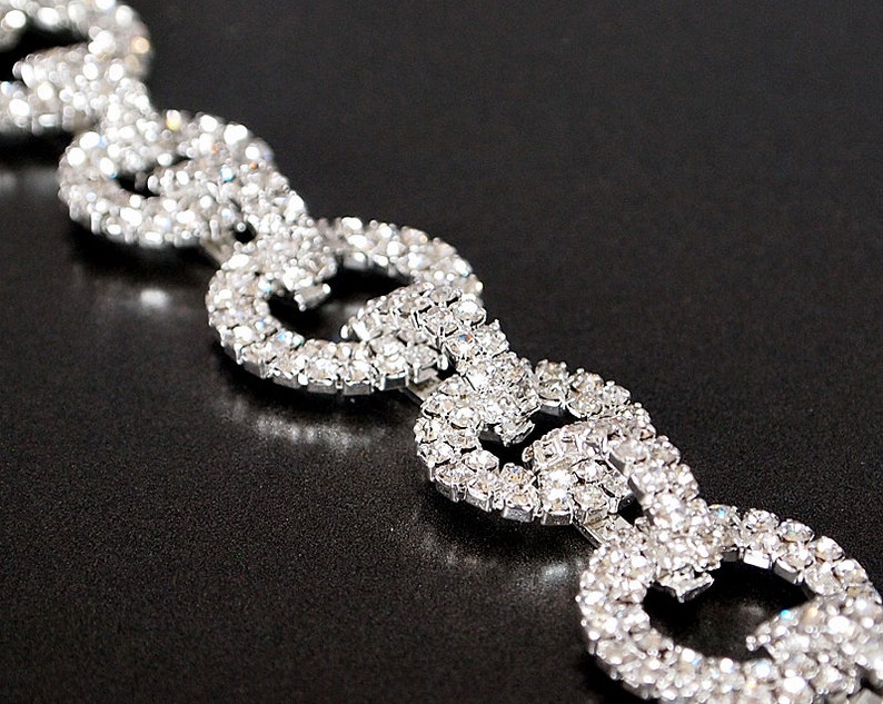 Rhinestone Trim Rhinestone Chain Rhinestone Trimming Interlocking By the Foot image 2