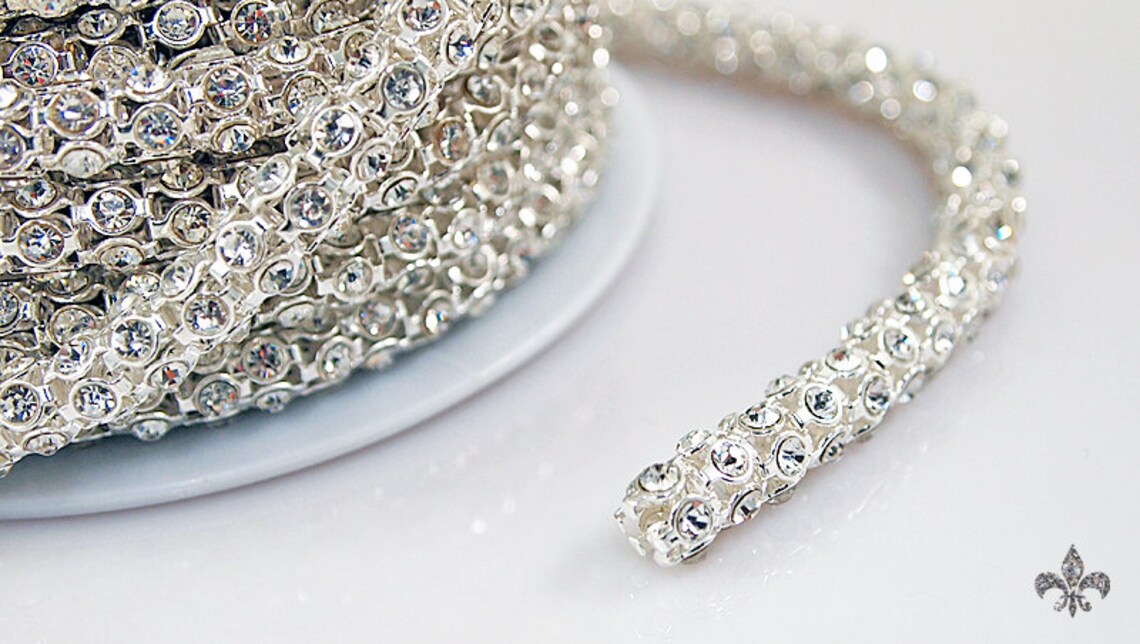 Rhinestone Trim Rhinestone Chain Rhinestone Tube Chain - Etsy