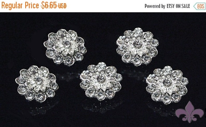 ON SALE Rhinestone Button 5pc Rhinestone Crystal Button Rhinestone Button SWB-1023 Metal image 1