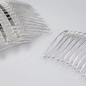 Bright Silver Tone Wire Hair Combs - 5pcs - Bright Silver Hair Combs