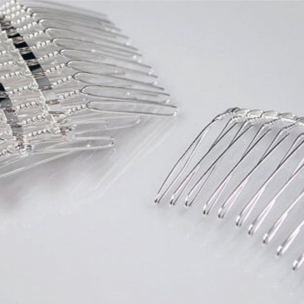 Bright Silver Tone Wire Hair Combs - 5pcs - Bright Silver Hair Combs