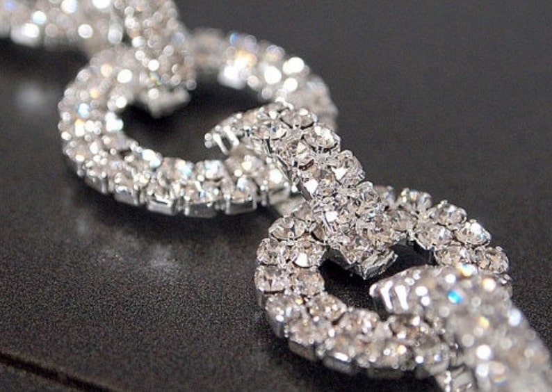 Rhinestone Trim Rhinestone Chain Rhinestone Trimming Interlocking By the Foot image 1