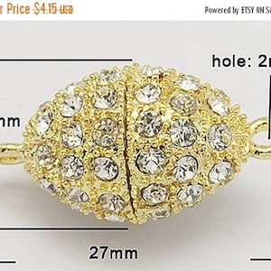 ON SALE Magnetic Clasp - Rhinestone Magnetic Clasp - 27x14mm - Gold Tone Rhinestone Magnetic Clasp - 1 Set Rhinestone Clasp - SWMC-050G