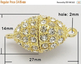 ON SALE Magnetic Clasp - Rhinestone Magnetic Clasp - 27x14mm - Gold Tone Rhinestone Magnetic Clasp - 1 Set Rhinestone Clasp - SWMC-050G