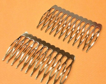 Hair Combs - 2pcs - Silver Plated Hair Combs