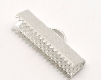 EN OFERTA Cinta de engarce plateada - Extremo de engarce - 20 x 8 mm - 50 unidades SWC8005