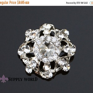 ON SALE Rhinestone Button 5pc Rhinestone Crystal Button Rhinestone Button Metal Button SWB-999 image 1