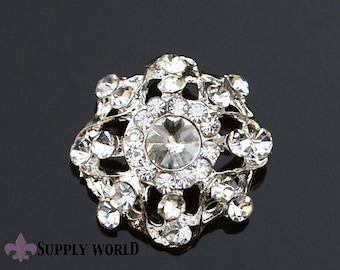 ON SALE Rhinestone Button - 5pc Rhinestone Crystal Button - Rhinestone Button - Metal Button - SWB-999