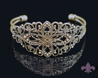 Antique Bronze Filigree Bracelet Blank - 2pc Filigree Bracelet Blank - Antique Bronze Filigree Bracelet