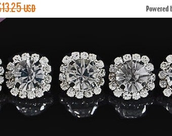 ON SALE Rhinestone Button - 10pc Rhinestone Crystal Button - Rhinestone Button - Metal Button - SWB-288