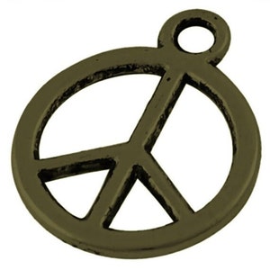 ON SALE Peace Pendant - Peace Charm - Peace Sign - Pendant - Charm - Antique Bronze Peace Sign Pendant 10 Pieces