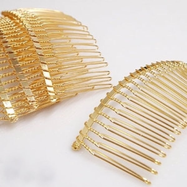 Gold Tone Wire Hair Combs - 5pcs - Gold Hair Combs