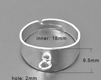 EN VENTA Base de anillo de plata - Anillo de lazo de plata Base 5 piezas - Anillo de plata ajustable