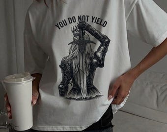 You Do Not Yield Shirt, Bookish Graphic Tee, Warrior Queen T-Shirt, Book Lover Shirt, Dark Academia Clothes, Sword and Crown Aesthetic