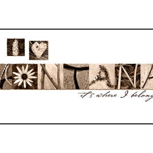 Words Inspired by Nature:  MONTANA Photographic Print- Antique Sepia (inspirational art, gift, home decor, flowers)
