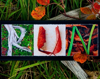 WORDS Inspired by Nature:  RUN in reds, rusts and greens (photography, inspirational art, handmade gift, home decor, runner)