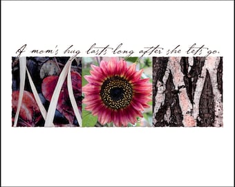 WORDS Inspired by Nature:  MOM Photographic Print- Pink Sunflower (inspirational art, gift, home decor, flowers)