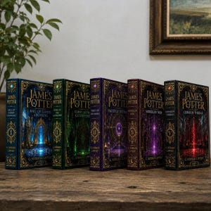 Saga de James Potter en 5 volúmenes de tapa dura, colección de libros de fantasía Dark Academia (marcapáginas incluidos).