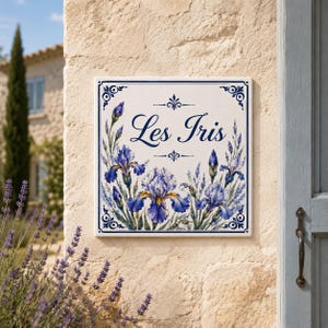 Numéro de maison décoratif personnalisé sur céramique - iris