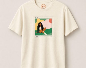 SZA Inspired Graphic Tee, CTRL Album Shirt, R&B Streetwear Tee, Music Lover Gift, Black Woman Art Shirt, Boho Minimalist, Cream, Green, New