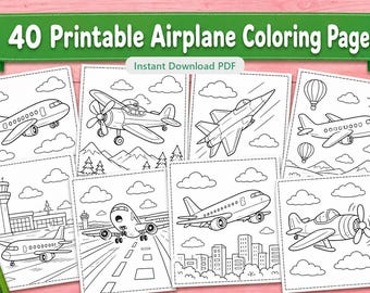 Disegni di aeroplani da colorare stampabili per bambini, attività prescolare (download in PDF)